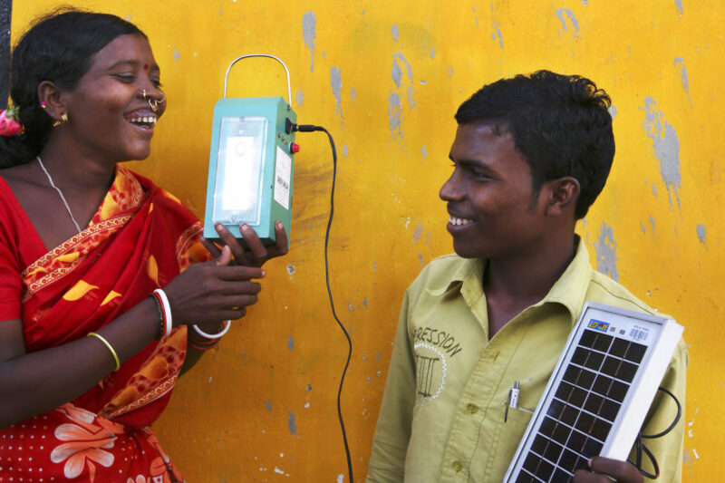 Energy monitoring - Women who have been trained in solar-engineering in Tinginaput, India bring light and electricity to their homes.